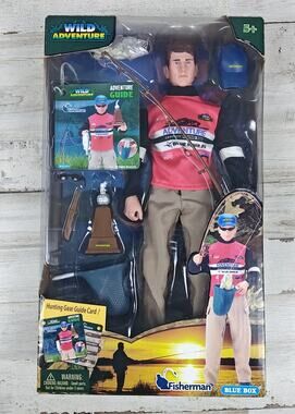 BLUE BOX WILD ADVENTURE FISHERMAN 12” Action Figure 2014 NEW In Box